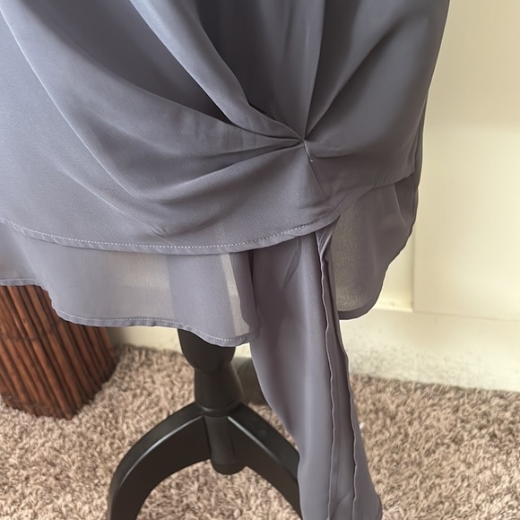 Zenana Charcoal Gray Sleeveless Tie Front Blouse - Picture 3 of 9